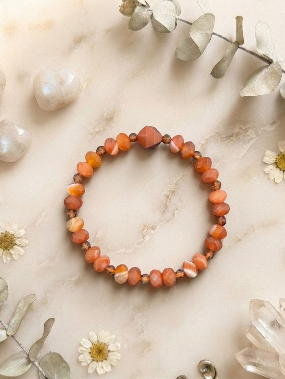 Striped Agate/Garnet/Jasper Bracelet